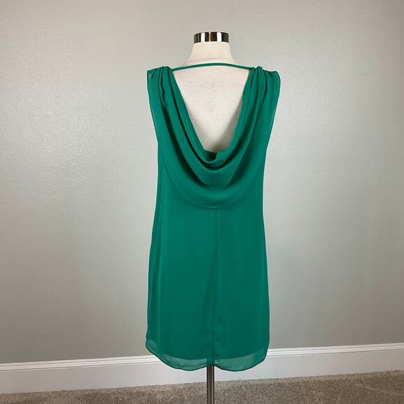 Vince Camuto Chiffon Sleeveless Cut Out Back Shift Dress Colorful Green Size 14 - Picture 3 of 10